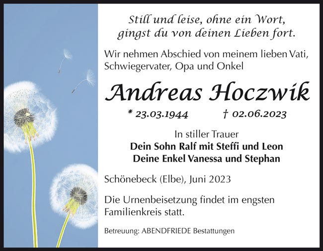 Gedenkportal: Andreas Hoczwik