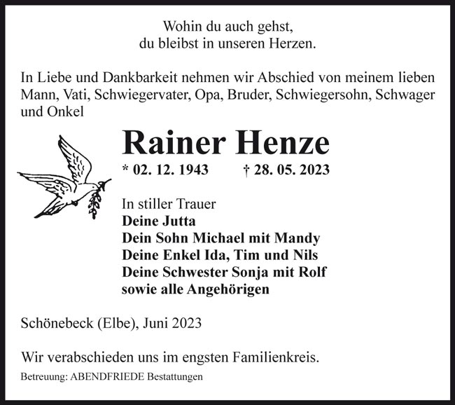Gedenkenportal: Rainer Henze