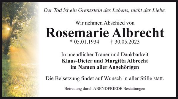 Gedenkportal Rosemarie Albrecht