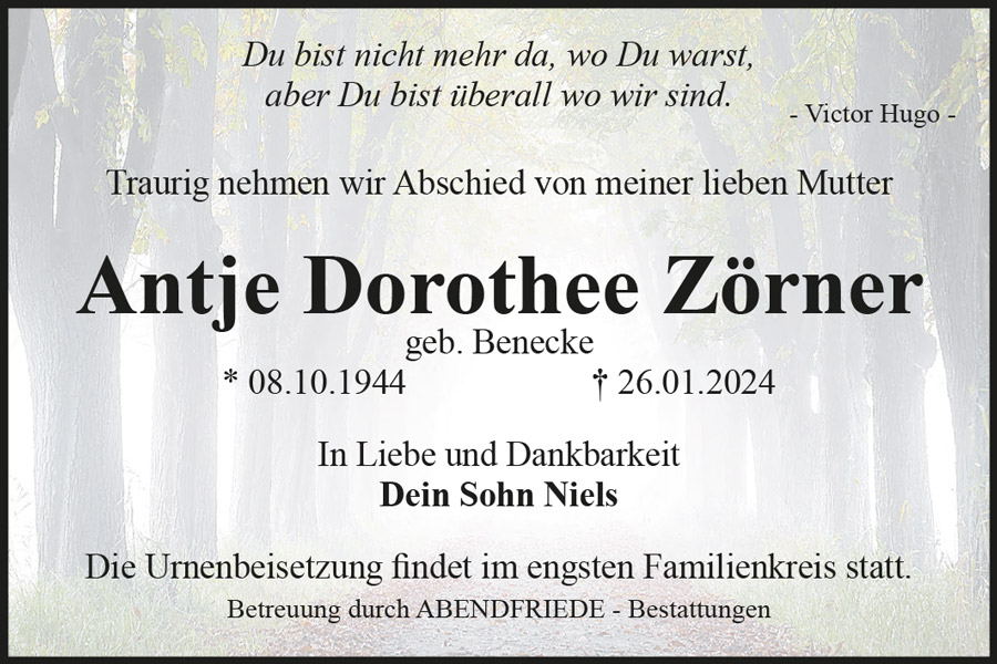 Antje Dorothee Zörner - Abendfriede Bestattungen