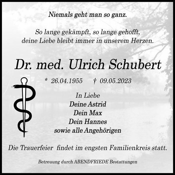 Gedenkportal Dr. med. Ulrich Schubert