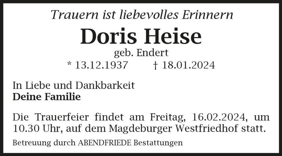 Doris Heise - Abendfriede Bestattungen