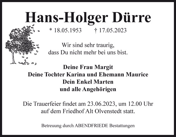 Gedenkportal Hans-Holger Dürre