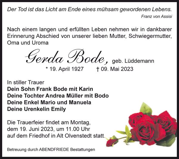 Gedenkportal Gerda Bode