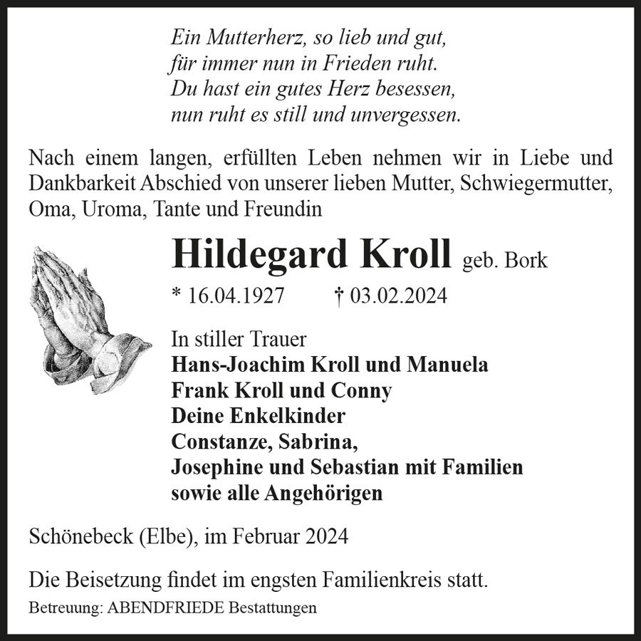 Hildgard Kroll - Abendfriede Bestattungen