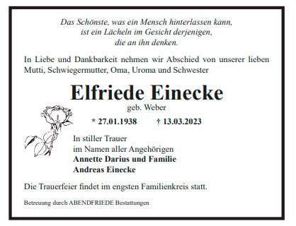 Gedenkportal Elriede Einecke